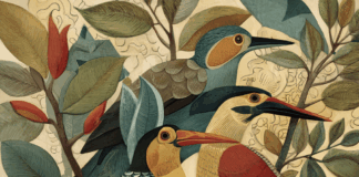A Multi-Level Vision for Harnessing the Haitian Diaspora’s Remittances Colorful tropical birds illustration featuring three exotic species perched among lush leaves and flowers, with a woven nest holding eggs, symbolizing Haitian wildlife and nature conservation